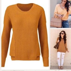 Cabi Step-Up Pullover 3537 Chunky Knit Mustard Sweater